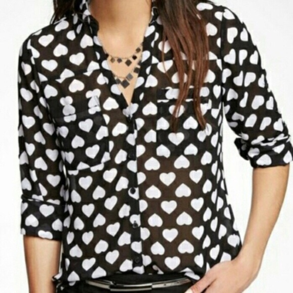Express portofino shirt, black with heart print